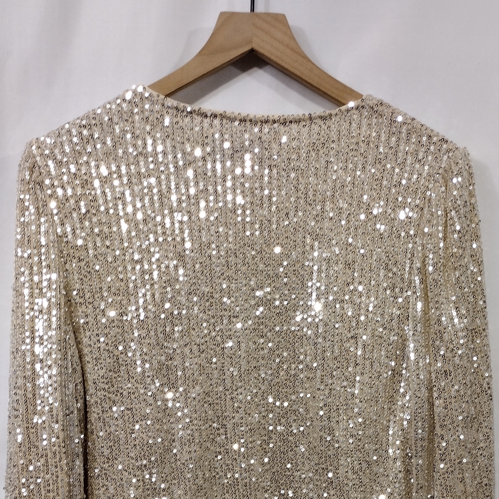 ChicMe Sequin Open Front Jacket Womens XL Gold Boho Retro Rockabilly Disco Y2K - Picture 7 of 10